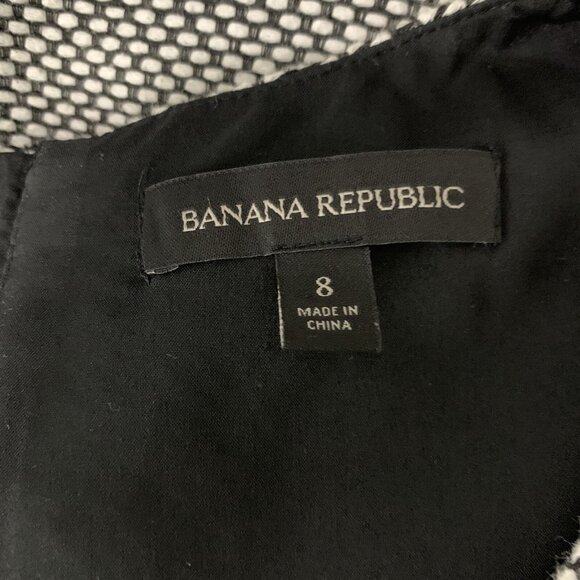 Banana Republic Gray White Dress 8 Sleeveless Career Workwear Back Zip Office - Picture 5 of 6